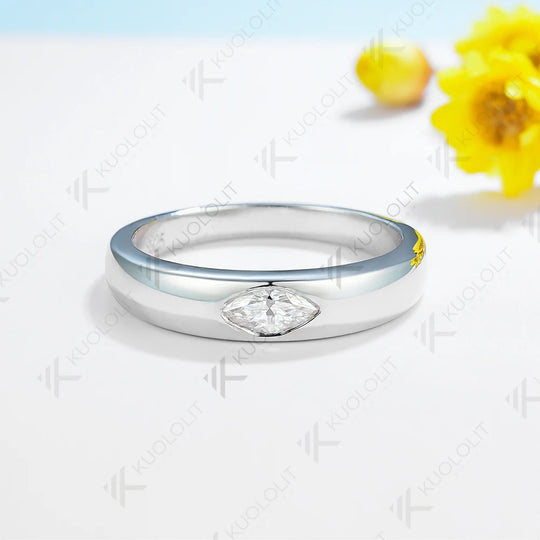 Kuololit 0.3CT Lab Grown Diamond Ring for Women Solid 18K 14K 10K 585 White Gold Marquise for Christmas Anniversary Engagement