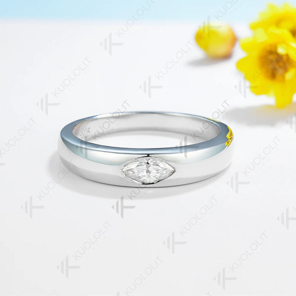 Kuololit 0.3CT Lab Grown Diamond Ring for Women Solid 18K 14K 10K 585 White Gold Marquise for Christmas Anniversary Engagement