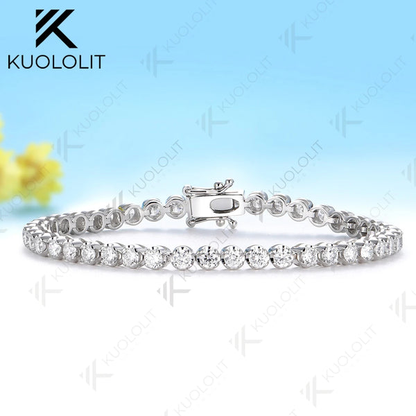 Kuololit 6CTW Lab Grown Diamonds Bracelet for Women Solid 14K 10K Yellow Gold Tennis Bracelet for Christmas Party Luxury Gifts
