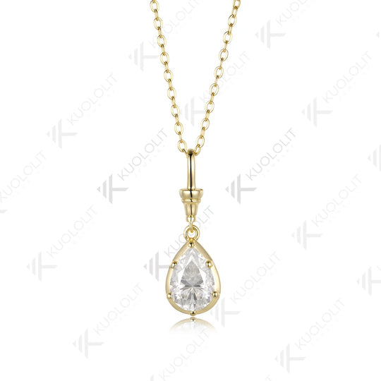 Kuololit 2CT IGI Lab Grown Diamonds Custom Necklace for Women Solid 585 14K 10K Yellow Gold Necklace for Christmas Gifts Party