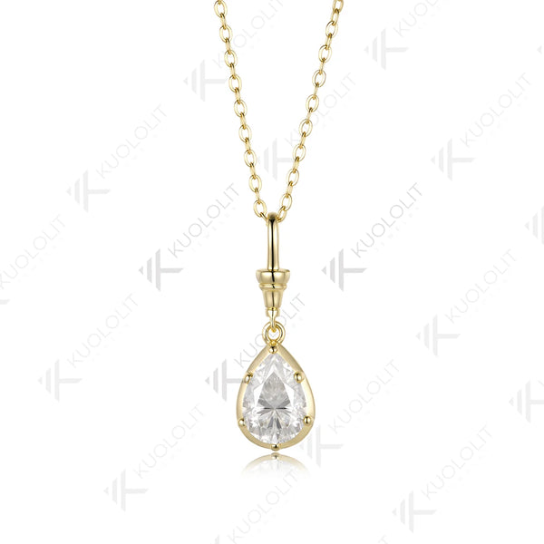 Kuololit 2CT IGI Lab Grown Diamonds Custom Necklace for Women Solid 585 14K 10K Yellow Gold Necklace for Christmas Gifts Party