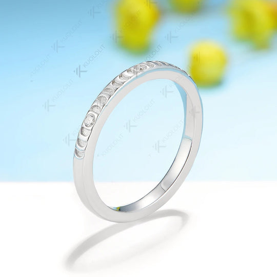 Kuololit Lab Grown Diamond Band Rings for Women Solid 14K 10K 585 White Gold for Engagement Wedding Christmas Classsic New