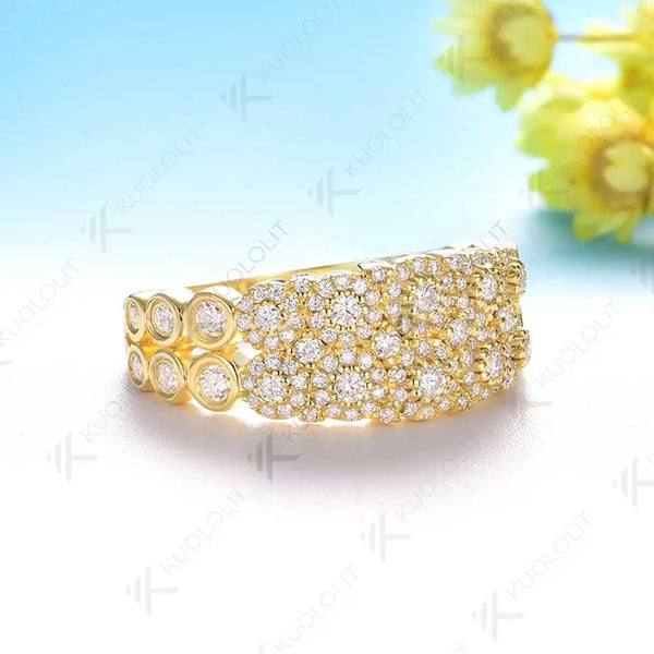 Kuololit 0.72CTW Lab Grown Diamonds Ring for Women Soild 10K 14K Yellow Gold Diamonds Band for Engagement Christmas Party Gifts