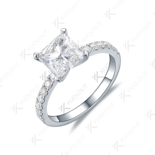 Kuololit IGI 2CT Lab Grown Diamond Princess Engagement Ring for Women Solid 18K 14K 10K 585 DVS1 Diamond Ring for Christmas Gift