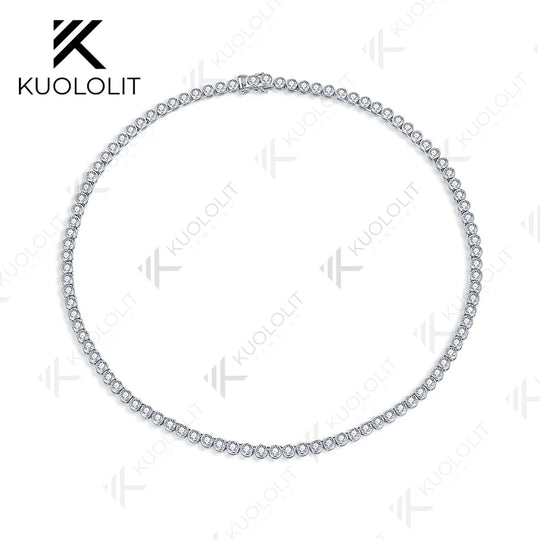 Kuololit 10.5 CTW Lab Grown Diamond Tennis Necklace for Women Pure 18K 14K 10K Gold  for Anniversary Engagement Christmas Gifts