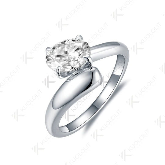 Kuololit 1.5CT Moissanite Rings for Women Solid 18K 14K 10K 585 Gold 925 Silver Oval Cut for Engagement Wedding Party Christmas