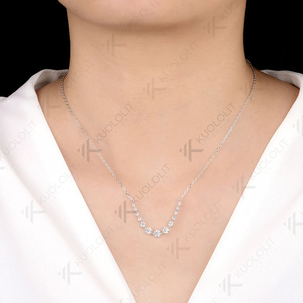 Kuololit 1.3CTW Moissanite Necklace for Women Men Solid 585 14K 10K Yellow Gold Round Bezel Set  for Anniversary Christmas Gifts