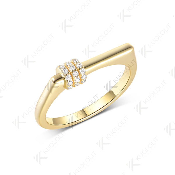 Kuololit 0.11CTW Lab Grown Diamonds Band Rings for Women Solid 14K 10K 585 Yellow Gold Wedding Ring for Christmas Gifts Party