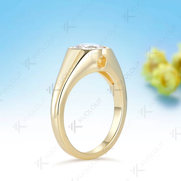 Kuololit 3CT Flower Moissanite Engagement Ring for Women Solid 14K 10K Yellow Gold Plant Cut  for Christmas Gifts Party Wedding
