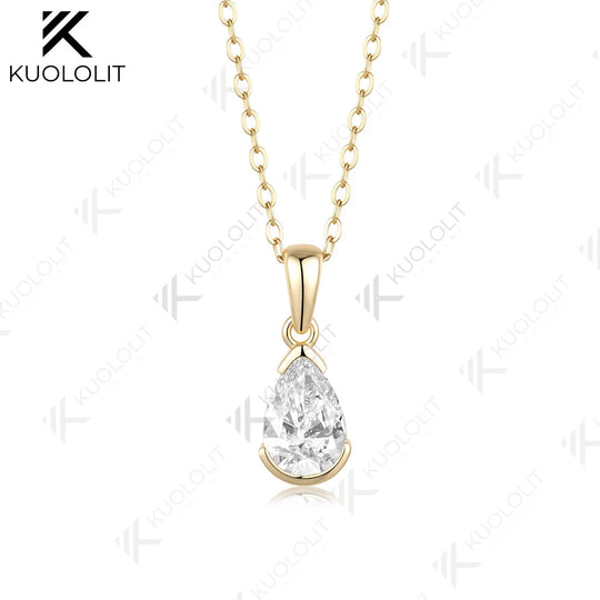 Kuololit 1.5ct IGI Lab Grown Diamonds Custom Necklace for Women Solid 585 14K 10K White Gold Necklace for Christmas Gifts Party