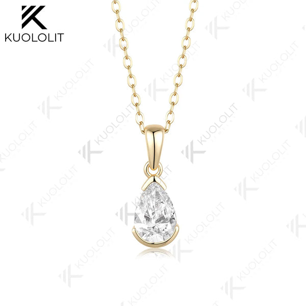 Kuololit 1.5ct IGI Lab Grown Diamonds Custom Necklace for Women Solid 585 14K 10K White Gold Necklace for Christmas Gifts Party