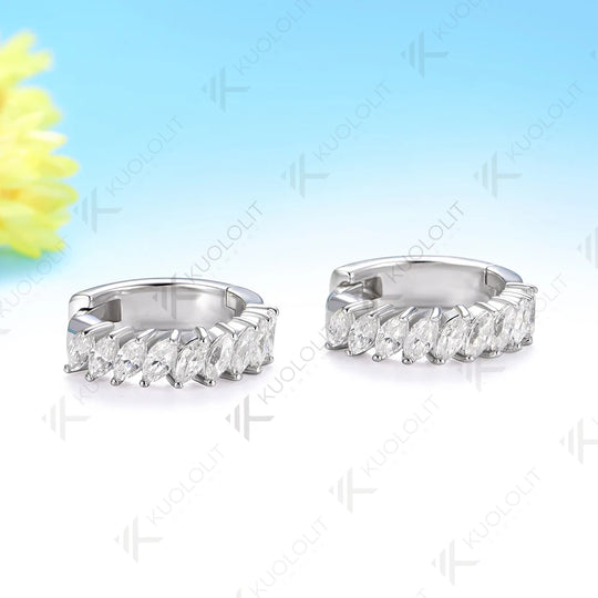 Kuololit 0.9CTW Lab Grown Diamonds Custom Hoop Earrings for Women Solid 14K 10K 585 Yellow Gold Hoop Earrings for Christmas Gift