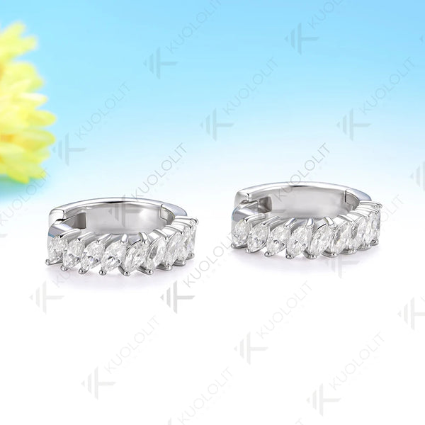 Kuololit 0.9CTW Lab Grown Diamonds Custom Hoop Earrings for Women Solid 14K 10K 585 Yellow Gold Hoop Earrings for Christmas Gift