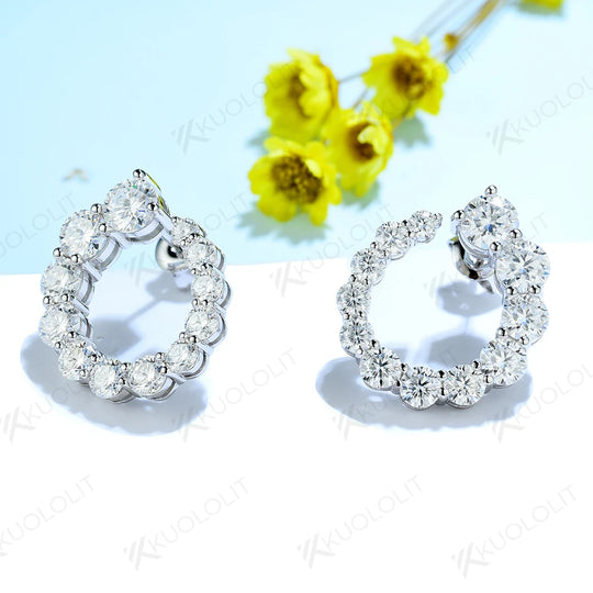 Kuololit 3.4ctw Moissanite Earrings for Women Solid 925 Sterling Silver Luxury Jewelry for Wedding Engagement Party Gift for Her
