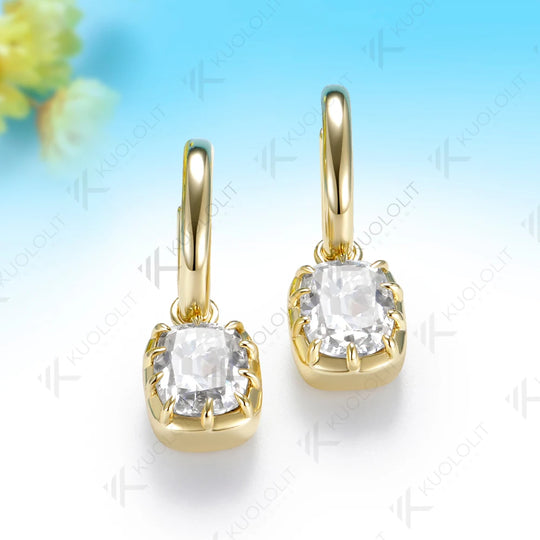 Kuololit 6CTW OMC Moissanite Custom Hoop Earrings for Women Solid 14K 10K 585 Yellow Gold Earrings for Engagement Christmas Gift
