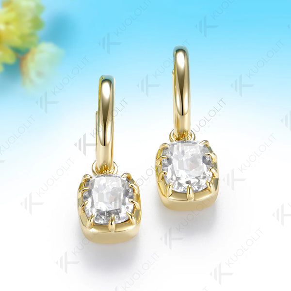 Kuololit 6CTW OMC Moissanite Custom Hoop Earrings for Women Solid 14K 10K 585 Yellow Gold Earrings for Engagement Christmas Gift