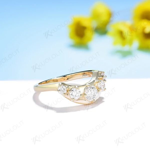 Kuololit 0.6CT Moissanite Rings for Women D/VS1 White Gold Solid18K 14K 10K Gold Enhancing Band for Engagement Wedding Classic