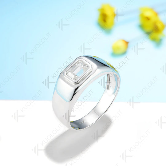 Kuololit 1CT Moissanite Rings for Women Men PT95 Solid 14K 10K 585 White Gold Silver Emerald for Engagement Wedding Christmas