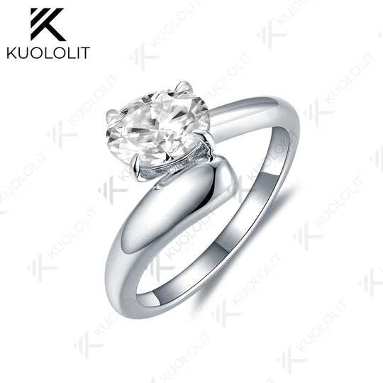 Kuololit 1.5CT Lab Grown Diamonds Rings for Women Solid 18K 14K 10K 585 Gold IGI Oval Cut for Engagement Wedding Party Christmas