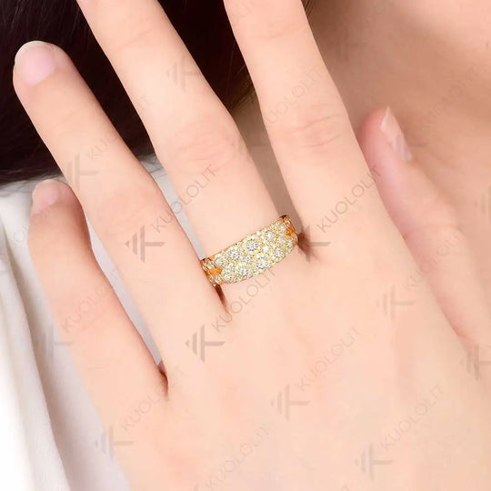 Kuololit 0.72CTW Moissanite Ring for Women Soild 10K 14K 18K Yellow Gold Band for Engagement Party Christmas Gifts