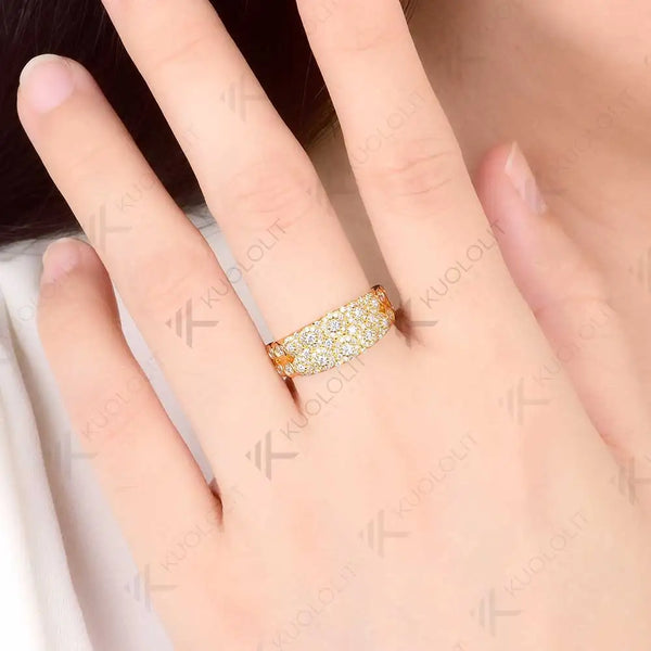 Kuololit 0.72CTW Lab Grown Diamonds Ring for Women Soild 10K 14K Yellow Gold Diamonds Band for Engagement Christmas Party Gifts