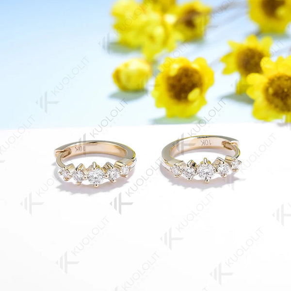 Kuololit Moissanite Earrings for Women14K 10K Solid Gold White Gold 925 Silver Clip Hoop Round for Party Christmas Classic Gifts