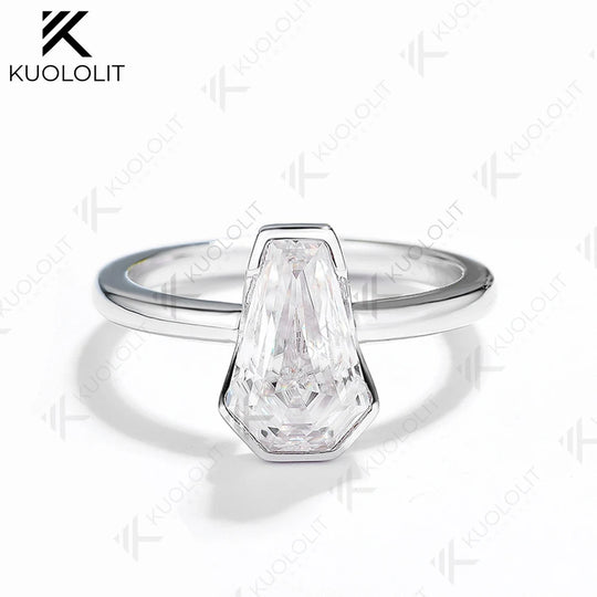 Kuololit 2CT Coffin Cut Moissanite Rings for Women Solid 18K 14K 10K Gold 925 Silver White Gold  for Engagement Wedding Classic