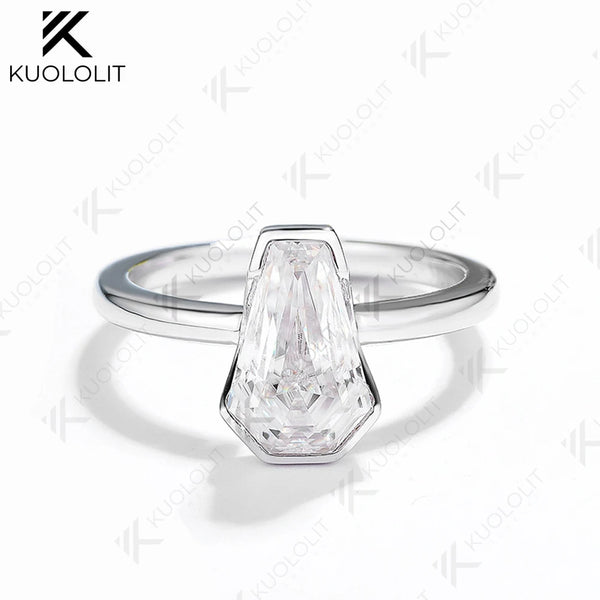 Kuololit 2CT Coffin Cut Moissanite Rings for Women Solid 18K 14K 10K Gold 925 Silver White Gold  for Engagement Wedding Classic