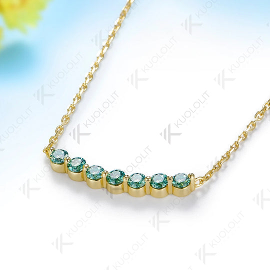 Kuololit 0.7CTW Cyan Moissanite Custom Necklace for Women Men Solid Gold 14K 10K Gold 925 Silver for Engagement Christmas Gifts