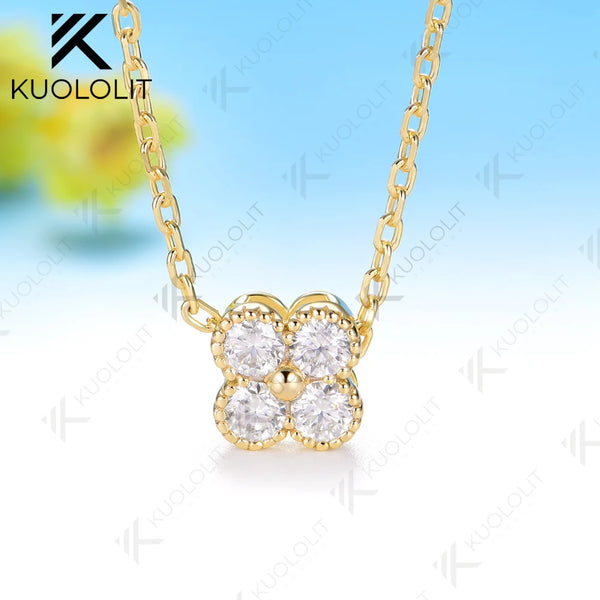 Kuololit 0.4CTW Lab Grown Diamonds Necklace Solid 10K 14K Pendant for Women Jewelry for Engagement with NGIC Certificate Gifts