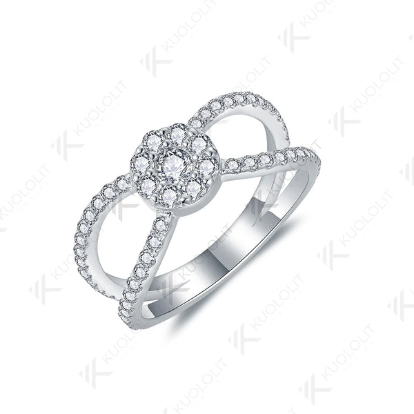 Kuololit 0.8CTW Moissanite Engagement Ring for Women Solid 18K 14K 10K 585 White Gold Ring for Engagement Christmas Gifts