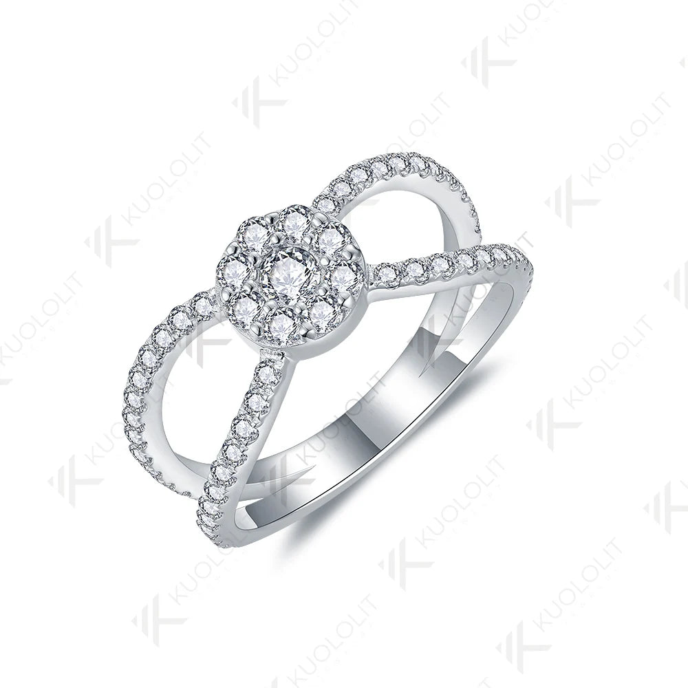 Kuololit 0.8CTW Lab Grown Diamond Engagement Ring for Women Solid 18K 14K 10K 585 White Gold Ring for Engagement Christmas Gifts