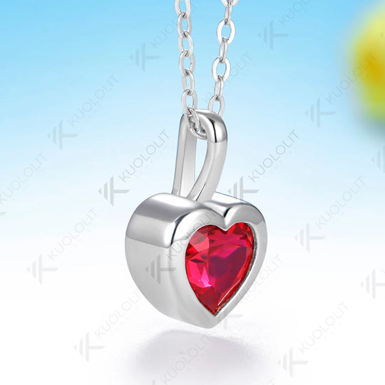Kuololit 0.8CT Lab Grown Ruby Heart Cut Necklace for Women Solid 585 14K 10K Yellow Gold Necklace for Engagement Christmas Gifts