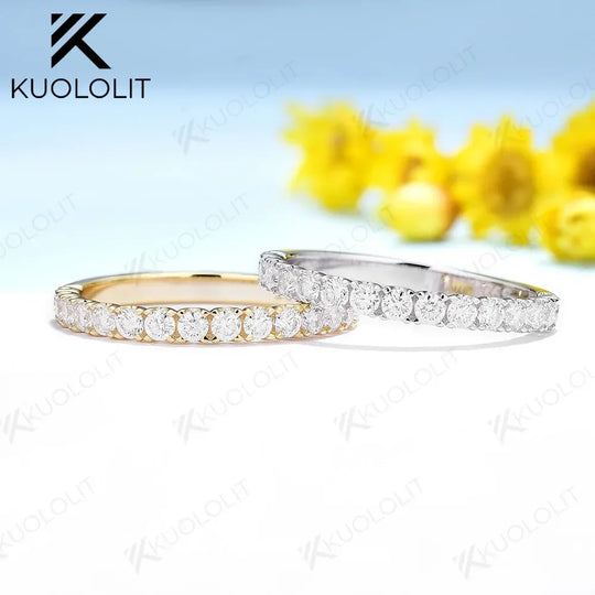Kuololit 0.45CTW Lab Grown Diamonds  Half Eternity Stackable Band Ring