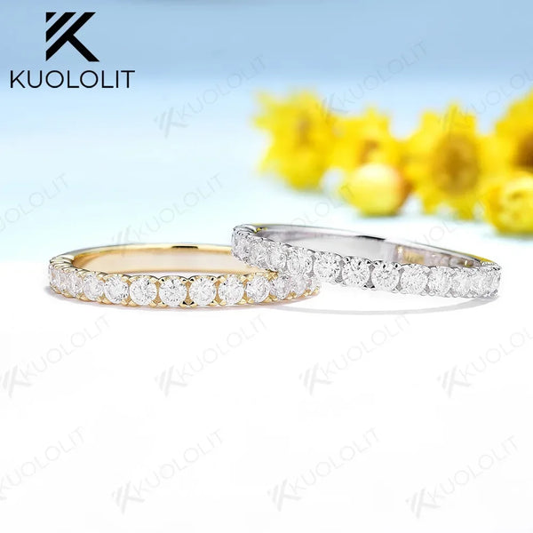 Kuololit 0.45CTW Lab Grown Diamonds  Half Eternity Stackable Band Ring