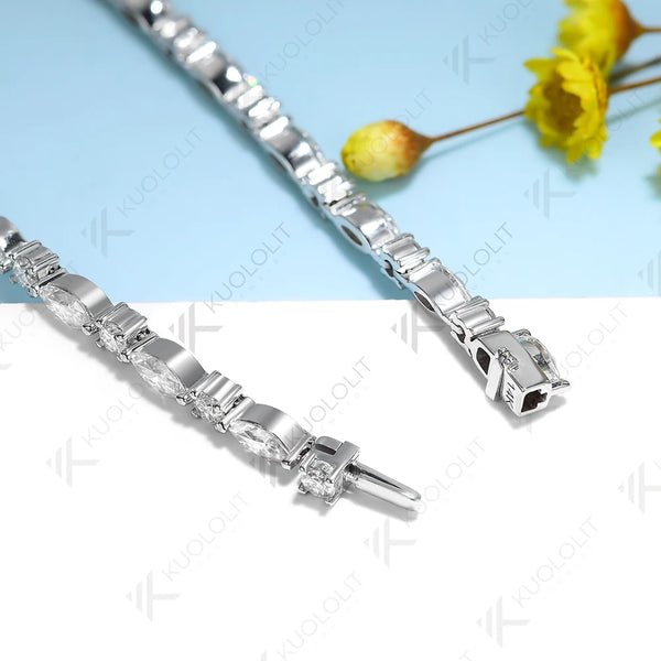 Kuololit 6.8CTW MoissaniteTennis Bracelet for Women Solid 18K 14K 10K 585 Yellow Gold D VS1 Diamond Bracelet for Christmas Gifts