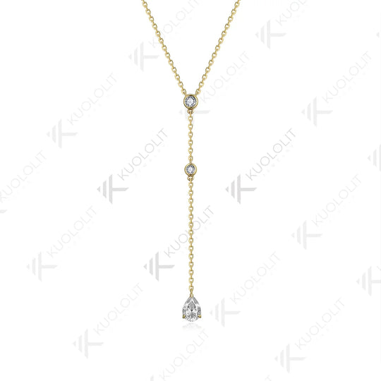 Kuololit 0.9CTW Moissanite Necklaces for Women Men Solid 585 14K 10K Gold 925 Silver Pear Chain for Engagement Party Christmas