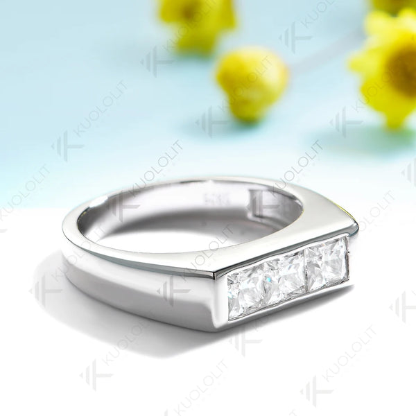 Kuololit 1.2CTW Lab Grown Diamonds Princess Cut Ring for Women Solid 14K 10K 585 White Gold Wedding Band for Christmas Gifts