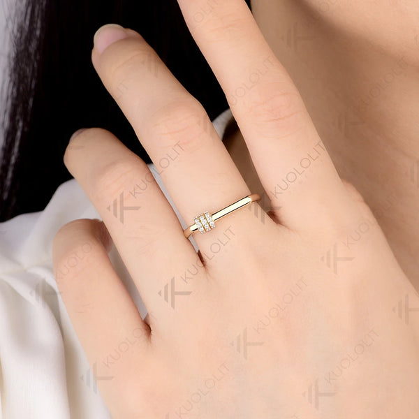 Kuololit 0.11CTW Lab Grown Diamonds Band Rings for Women Solid 14K 10K 585 Yellow Gold Wedding Ring for Christmas Gifts Party