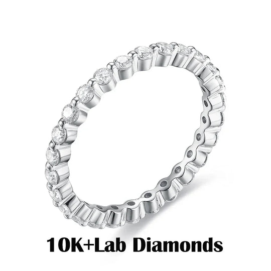 Kuololit Lab Diamonds Bubble Ring 750 18K Gold Ring for Women D/VVS Diamond  Matching Full Eternity Wedding Band Engagement Gift