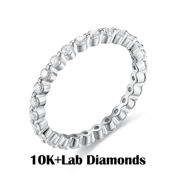 Kuololit Lab Diamonds Bubble Ring 750 18K Gold Ring for Women D/VVS Diamond  Matching Full Eternity Wedding Band Engagement Gift