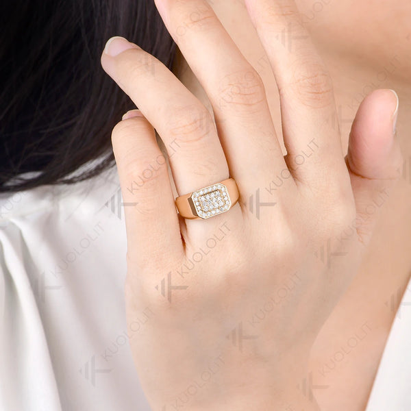 Kuololit Lab Grown Diamond Wedding Band for Men Women Solid 14K 10K Yellow Gold Width 3.4MM Ring for Christmas Gifts Luxury