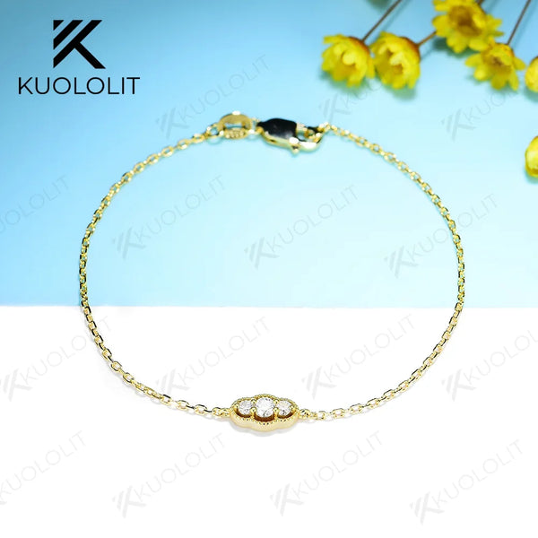 Kuololit Lab Grown Diamonds Bracelets for Women Men 585 18K 10K Silver Adjustable Chain for Engagement Party Christmas Trendy