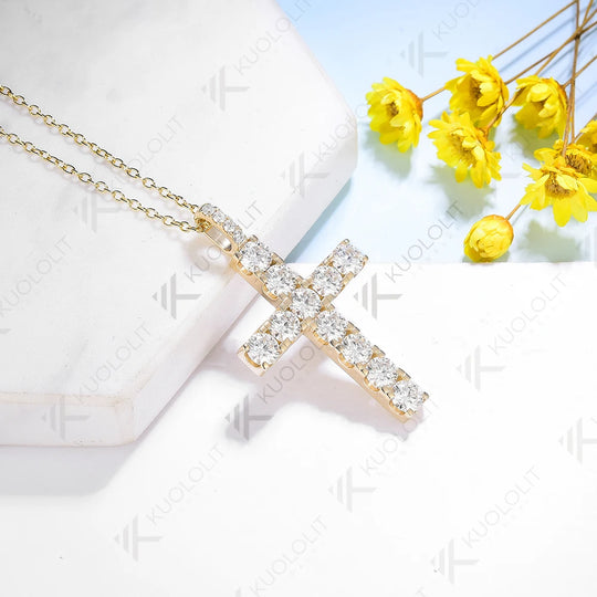 Kuololit 3.36CTW Cross Moissanite Medium Pendant Chain