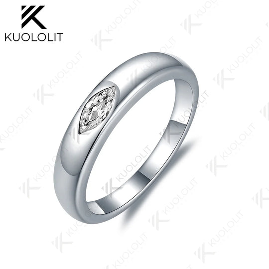 Kuololit 0.3CT Lab Grown Diamond Ring for Women Solid 18K 14K 10K 585 White Gold Marquise for Christmas Anniversary Engagement