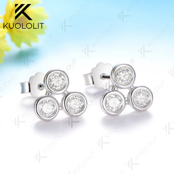 Kuololit 0.48CTW Lab Grown Diamonds Custom Stud Earrings for Women Solid 14K 10K 585 Gold Yellow Gold for Christmas Classic Gift