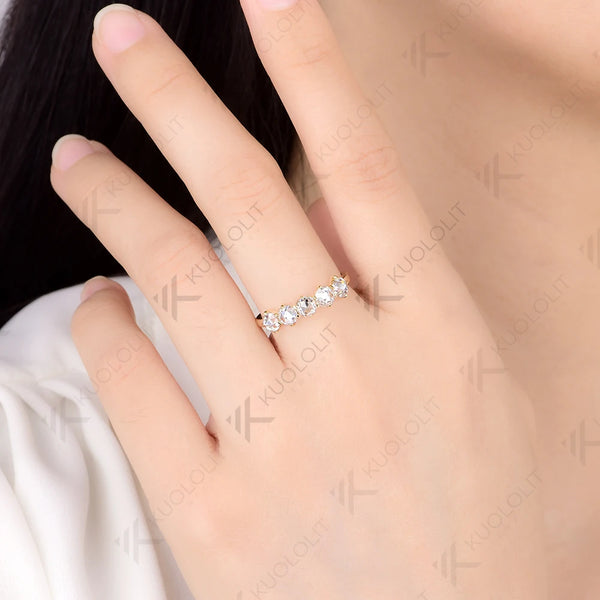 Kuololit 1.5CTW Rose Cut Moissanite Ring for Women Solid 585 18K 14K 10K Gold Wedding Band Ring for Anniversary Gifts Christmas