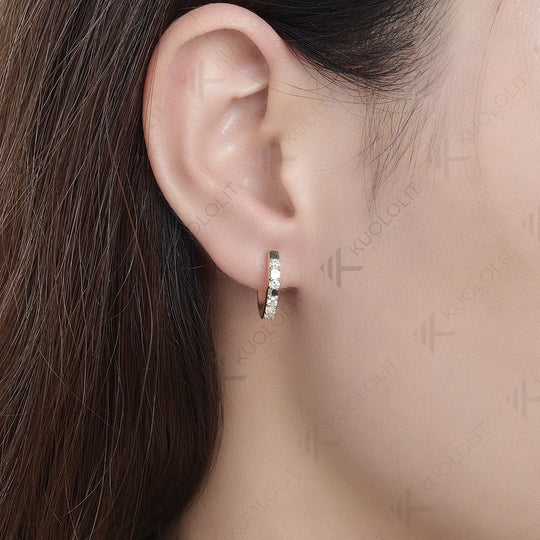 Kuololit 0.25ctw Moissanite Earrings for Women PT950 Solid 14K 10K Gold Silver Yellow Gold Clip Hoop for Party Christmas Classic