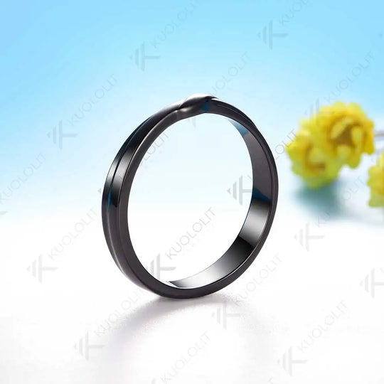 Kuololit Lab Grown Diamond Couple Ring Band Rings for Women Solid 925 Silver Black Rhodium Plated for Christmas Gift Anniversary