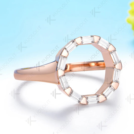 Kuololit 1CTW Moissanite Band Custom Ring for Women Solid 14K 10K Rose Circle Gold Ring for Anniversary Christmas Gifts Party